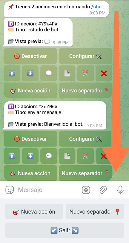 Ejemplo de orden de acciones