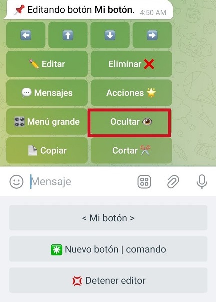 Ocultar botón en bot de Telegram (VisualMaker)