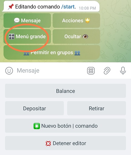 Tamaño del botón en bot de Telegram (VisualMaker)